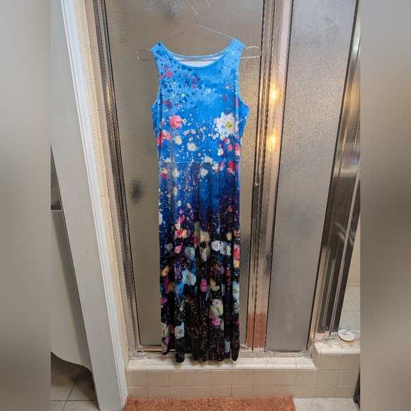 Blackmilk Dreaming in Twilight Watercolours Velvet Princess Maxi Dress - Picture 2 of 3